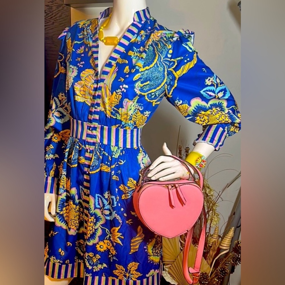Floral Blue Dress with Pink Accents - Picture 3 of 11
